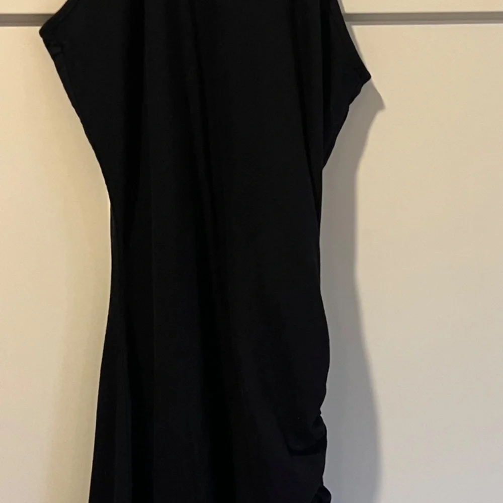 Pam and Gela Long Spandex Dress- Black- Ruched On One Side. - Picture 5 of 11